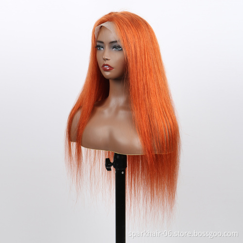 Brazilian Raw Virgin Hair colored Ginger Lace Front Wig Pre plucked Ginger Orange Hd Lace Human Hair Wigs with Baby Hair